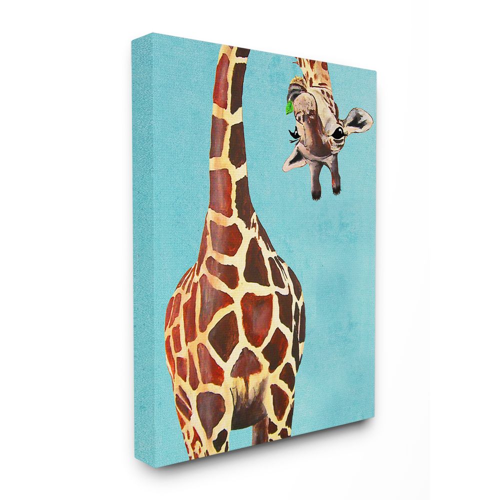 The Stupell Home Decor Collection Curious Giraffe Chewing Leaves Super