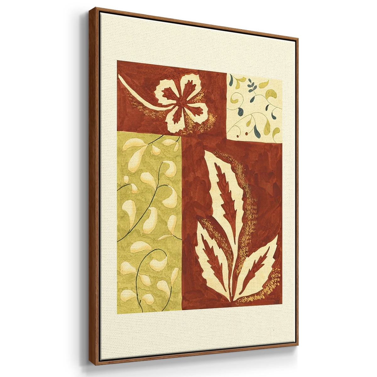 Festive Floral I - Framed Gallery Wrapped Holiday Canvas - 27 x 41 - Rosewood Frame
