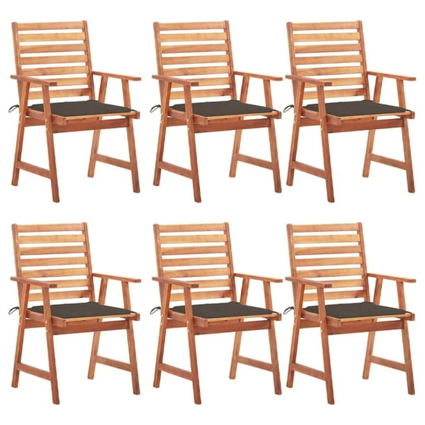 Sillas de Comedor para Exterior Casafoyer de Madera Maciza de Acacia, 6 piezas