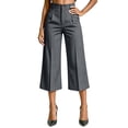 thumbnail image 5 of Womens Striped Capri Suit Pants High Waist Pocket Cropped Workwear Wide Leg Trousers for office Daily Casual Dark Gray XL(XL), 5 of 5
