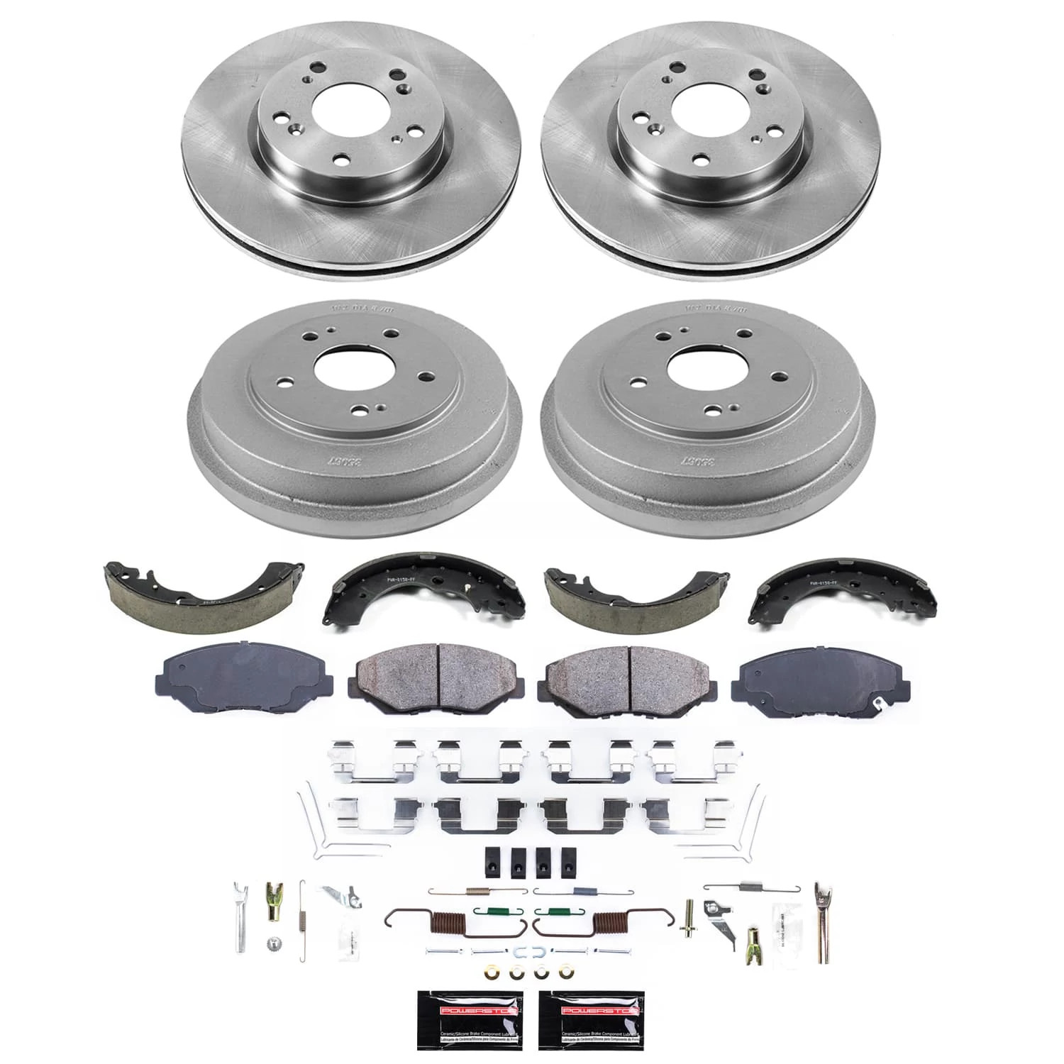 PowerStop Front and Rear Stock Replacement Brake Pad Rotor Drum and Shoe Kit KOE15541DK