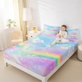 thumbnail image 4 of jejeloiu Multicolor Gradient Rainbow Full Size Sheets,Galaxy Sky Clouds Bed Sheets For Kids 4-Piece, 4 of 7
