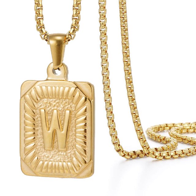 Collar sencillo de acero inoxidable de 18 quilates estilo hip hop para hombre, colgante con letras de acero de titanio y oro europeo y americano HIPHOP