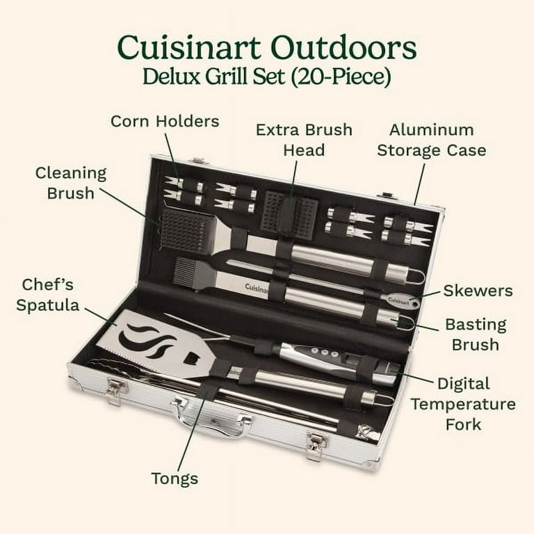 Cuisinart Deluxe Grill Tool Set, 20-Piece Grill Tools BBQ