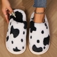 thumbnail image 3 of Gaexia Couples Men Women On Furry Flat Home Winter Round Toe Keep Warm Prints Slippers Shoes - w30-Black, 3 of 6