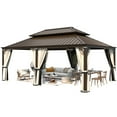 thumbnail image 3 of Hommow 14' x 20' Hardtop Gazebo with Steel Double Roof, Anti-Rust Coating Aluminum Frame Permanent Outdoor Waterproof Pavilion, 3 of 10