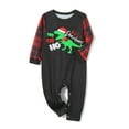 thumbnail image 3 of Michellecmm Christmas Family Pajamas Matching Set, Long Sleeve Dinosaur Print T-shirt with Plaid Pants Sleepwear Loungewear, 3 of 8
