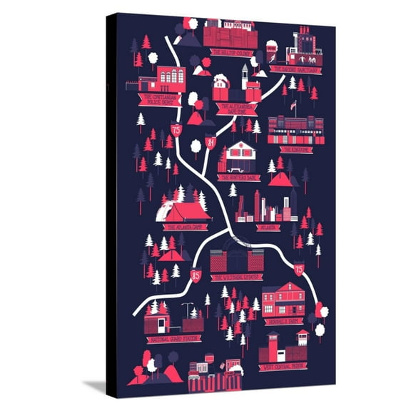 Art.com The Walking Dead Map Stretched Canvas Print Wall Art by Robert Farkas, 16" x 24"