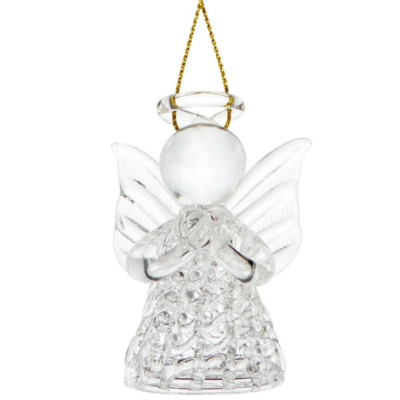 Glass Angel Ornament Clear Mini Angel Statue Hanging Pendant Decoration for Birthday Wedding Party Tree (No Lanyard Included)