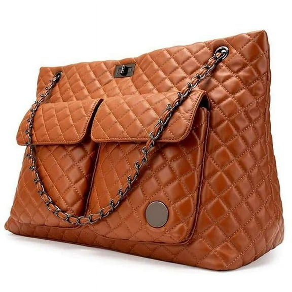 designer bag Badgley Mischka Diana Quilted Vegan Leather Tote Weekender Travel Bag