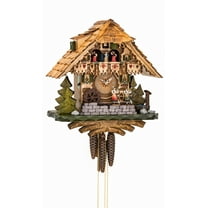 Cuckoo Clock Black Forest House with Moving Dancing Couples and Rotating Mill Wheel KA 3699 EX