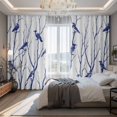 thumbnail image 2 of Navy Blue Branches Birds Blackout Curtains for Bedroom/Living Room, Pinch Pleated Black Out Curtains, Abstract Forest Silhouettes Room Darkening Window Drapes with Hooks 2 Panels, 39"x70", 2 of 8
