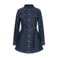 thumbnail image 5 of Oplxuo Womens Fall Long Sleeve Denim Shirt Dress Stylish Loose Button Down Casual Jean Dresses with Pockets & Belt, 5 of 6