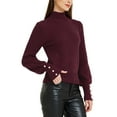 thumbnail image 4 of TOP INSPIRADOR CHIC para Mujeres, Suéter de Pullover de Cuello Alto y Manga Larga, Tejido Elástico, Color Burdeos, 4 of 6