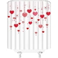 thumbnail image 3 of Valentine''s Day Shower Curtain Pink Red Gray Sweet Heart Romantic Love Lover Couple Gifts Creative Modern Fashion Fabric Bathroom Decor Curtain Sets with Hooks, 3 of 4