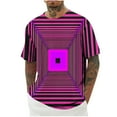 thumbnail image 3 of Jinhomg Mens 2025 Fashion T Shirts Novelty Funny 3D Geometric Print Tees Big and Tall Comfy Short Sleeve Crew Neck Tops Lightweight Spring Summer Pullovers Hot Pink XL, 3 of 5