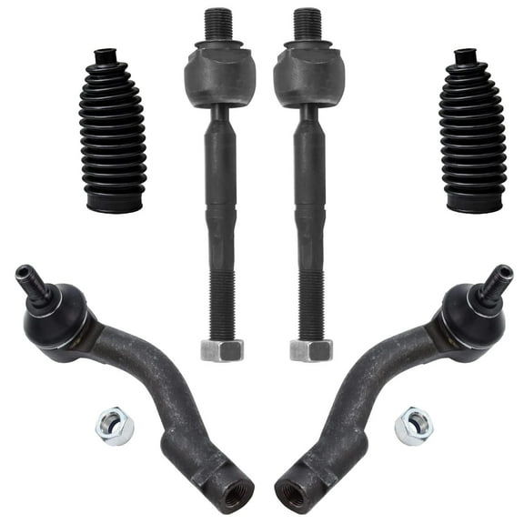 Detroit Axle - Front 6pc Tie Rods Kit for 1999-2005 Hyundai Sonata, 01 XG300, 02-05 XG350, 01-06 Kia Optima, 2 Boots 4 Tie Rod Ends 1999 2000 2001 2002 2003 2004 2005 2006 Replacement