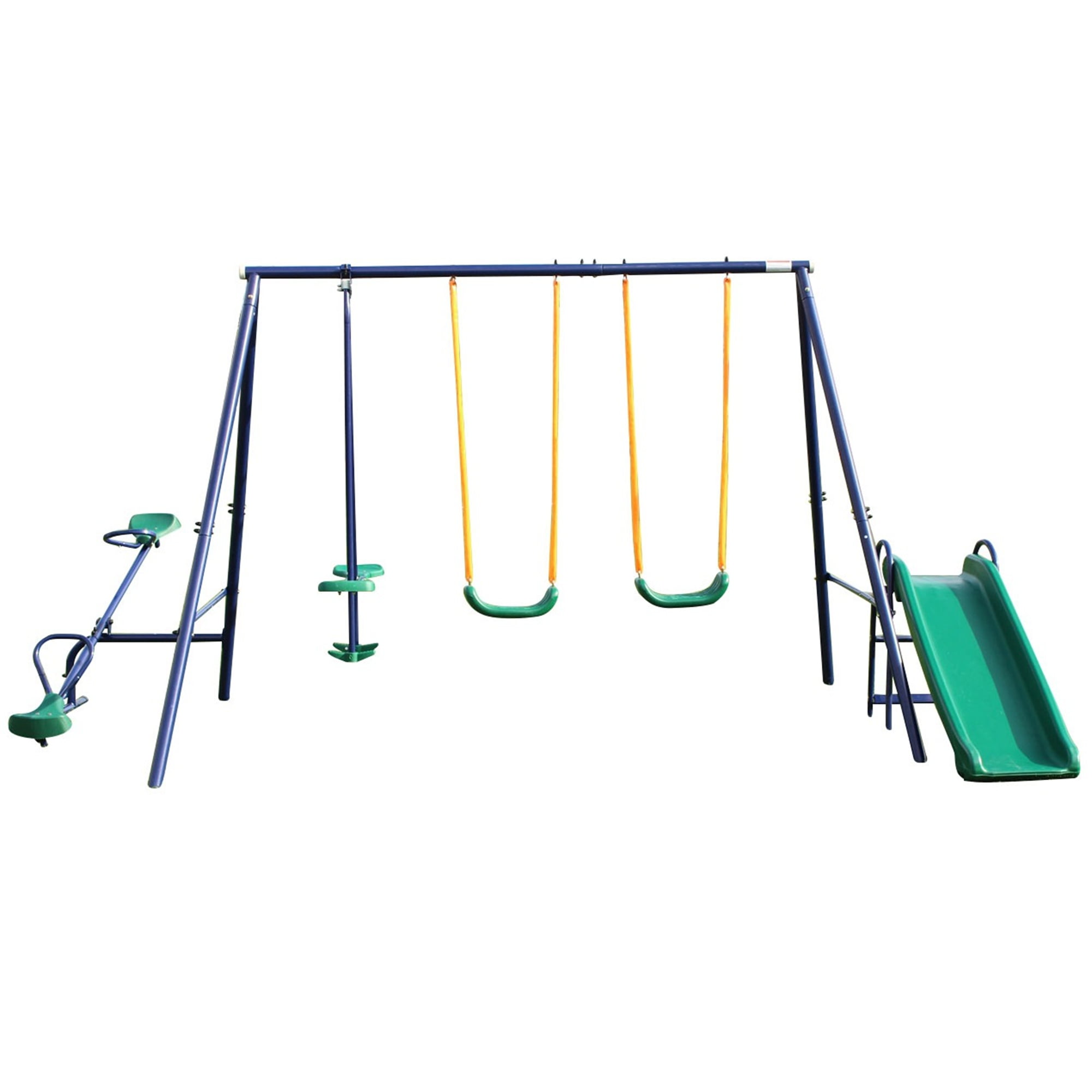 KL KLB Sport Metal Swing Set Outdoor with Slide and Teetertotter