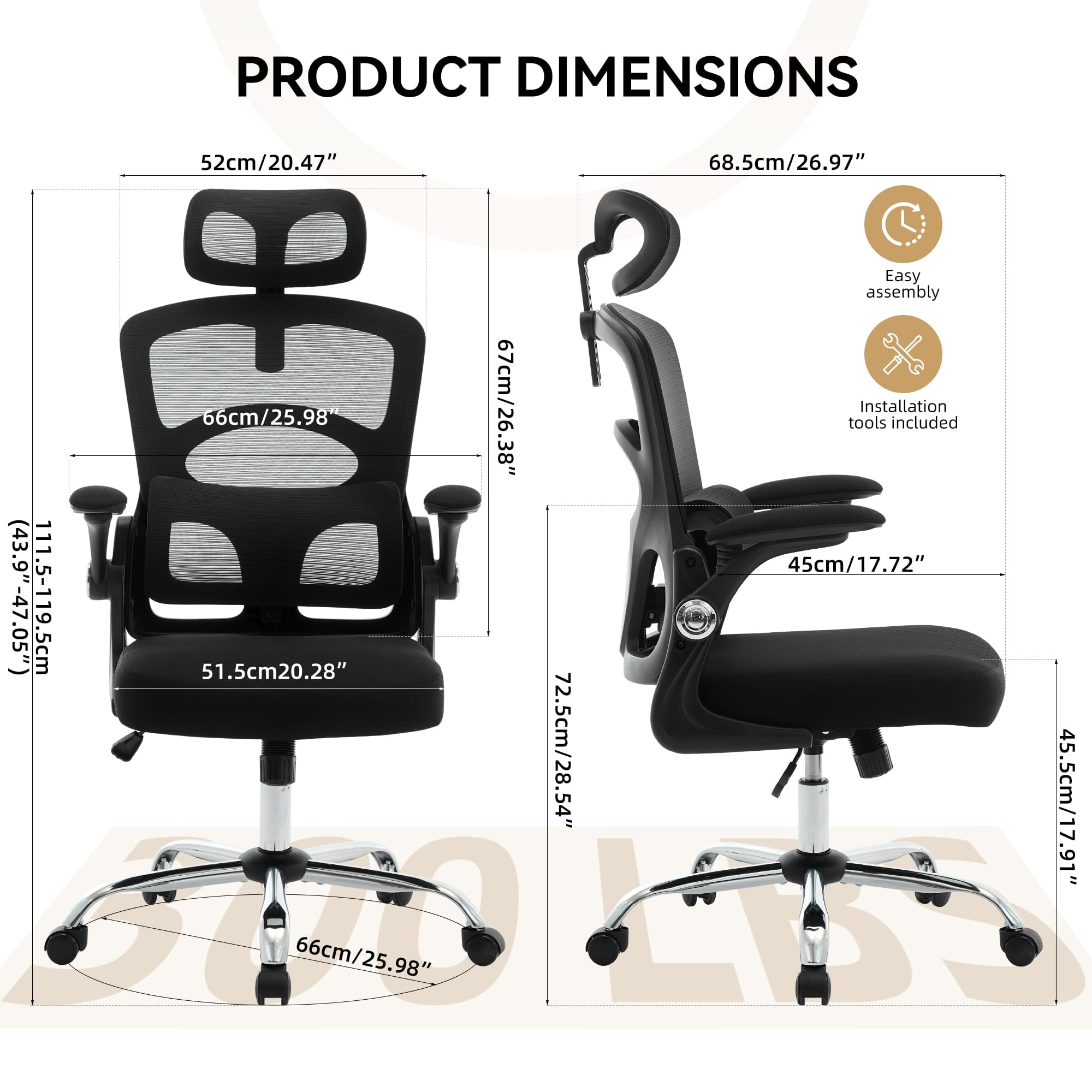 Ergonomic High-Back Mesh Office Chair – Adjustable Headrest & Lumbar Support – 360° Swivel Rolling Desk Chair – Comfortable Computer & Gaming Task Chair – Perfect for Home or Office