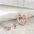 thumbnail image 6 of Bling Jewelry Womens Tiny .75CT Sparkling CZ Solitaire Heart Stud Earrings Rose Gold Silver 7MM, 6 of 7