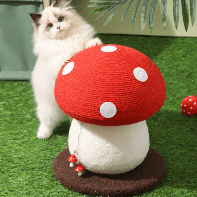 Red Mushroom Cat Tree Scracher Home Room Decor