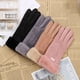 thumbnail image 5 of Guantes de gamuza para mujer, de invierno, cálidos y resistentes al frío, con forro polar grueso de cinco dedos, para ciclismo, conducción, pantalla táctil, modernos, 5 of 6