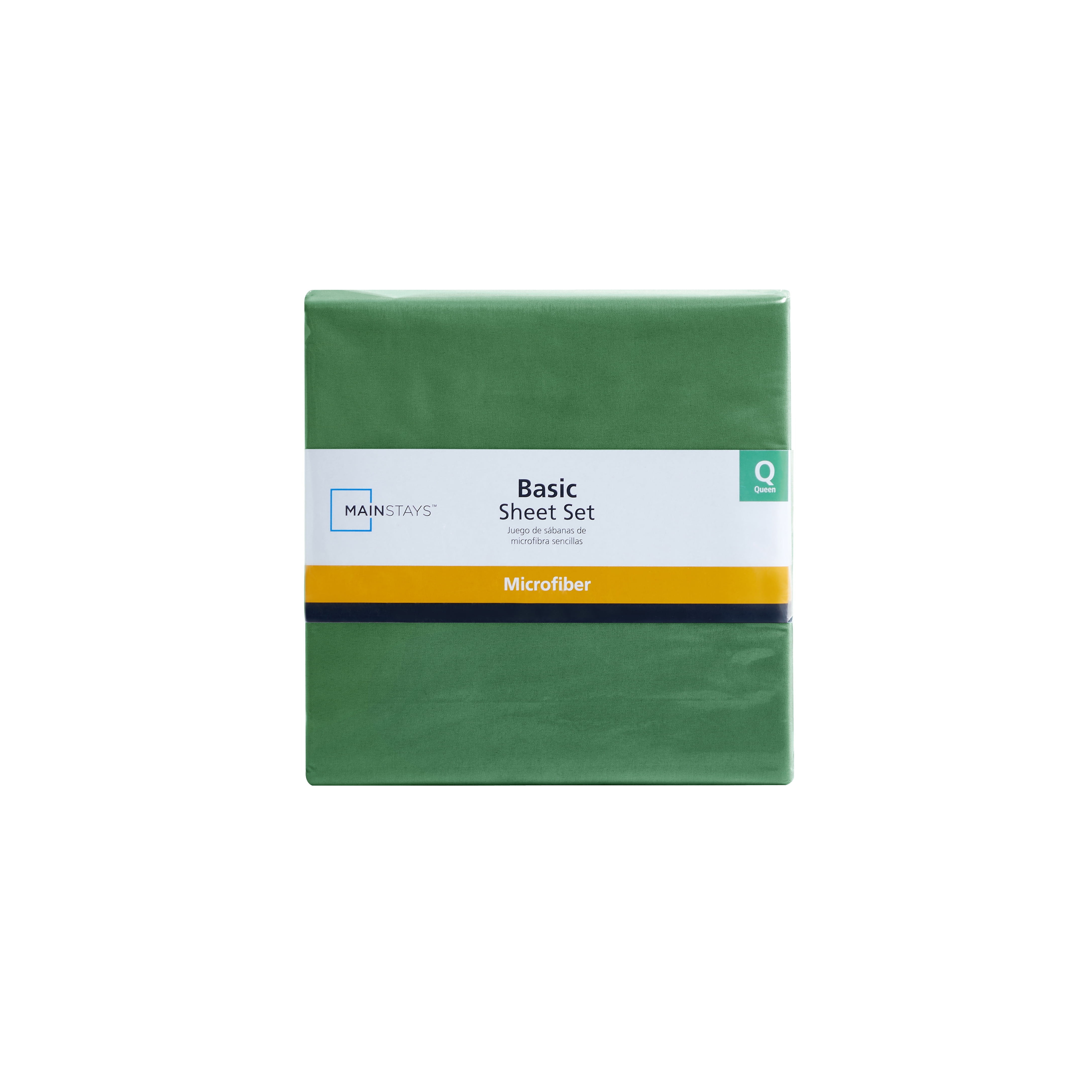 Mainstays Basic Value Microfiber Bed Sheet Set, Green Lily, Queen, 4 Piece