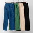 thumbnail image 2 of Pantalones de pana para mujer, cintura elástica, bolsillos grandes, pantalones retro, holgados, casu Abanopi Azul/3X-grande, 2 of 7