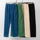 thumbnail image 2 of Pantalones de pana para mujer, cintura elástica, bolsillos grandes, pantalones retro, holgados, casu Abanopi Azul/3X-grande, 2 of 7