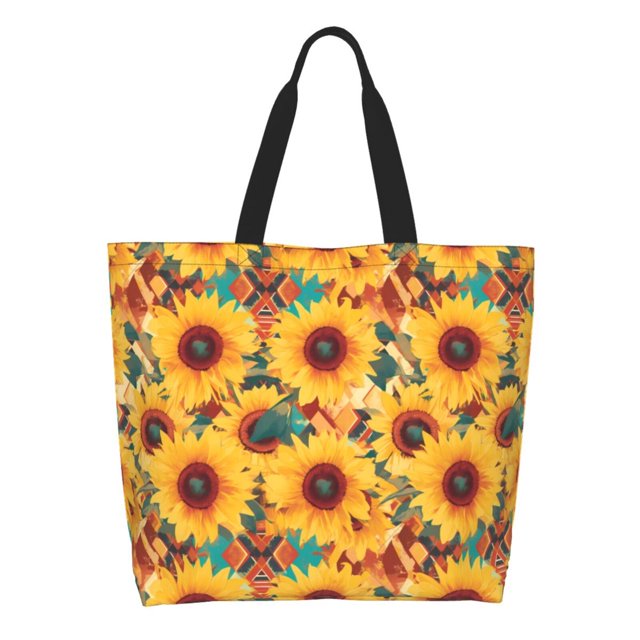 Easygdp Colorful Bohemian Sunflower Bolsas Tote para Mujer, Bolsos de Hombro para Viaje, Bolsos de Mano de Gran Capacidad para Compras y Trabajo