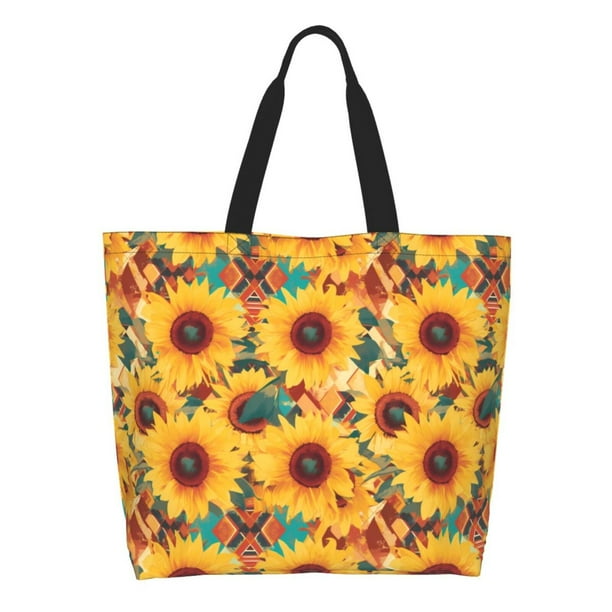 Disketp Colorful Bohemian Sunflower Bolsa Tote Estampada para Mujer, Bolso de Hombro y de Mano para Compras y Viajes