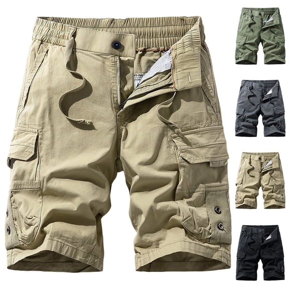 Mens Cargo Shorts Elastic Waist Work Shorts Relaxed Fit Casual Summer Hiking Shorts with Multi Pockets Size 30-40
