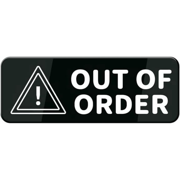 Out Of Order Wall Or Door Sign - Black & White Acrylic Sign For Business Store, Shop, Cafe, Office, Restaurant - Back Self Adhesive Plastic