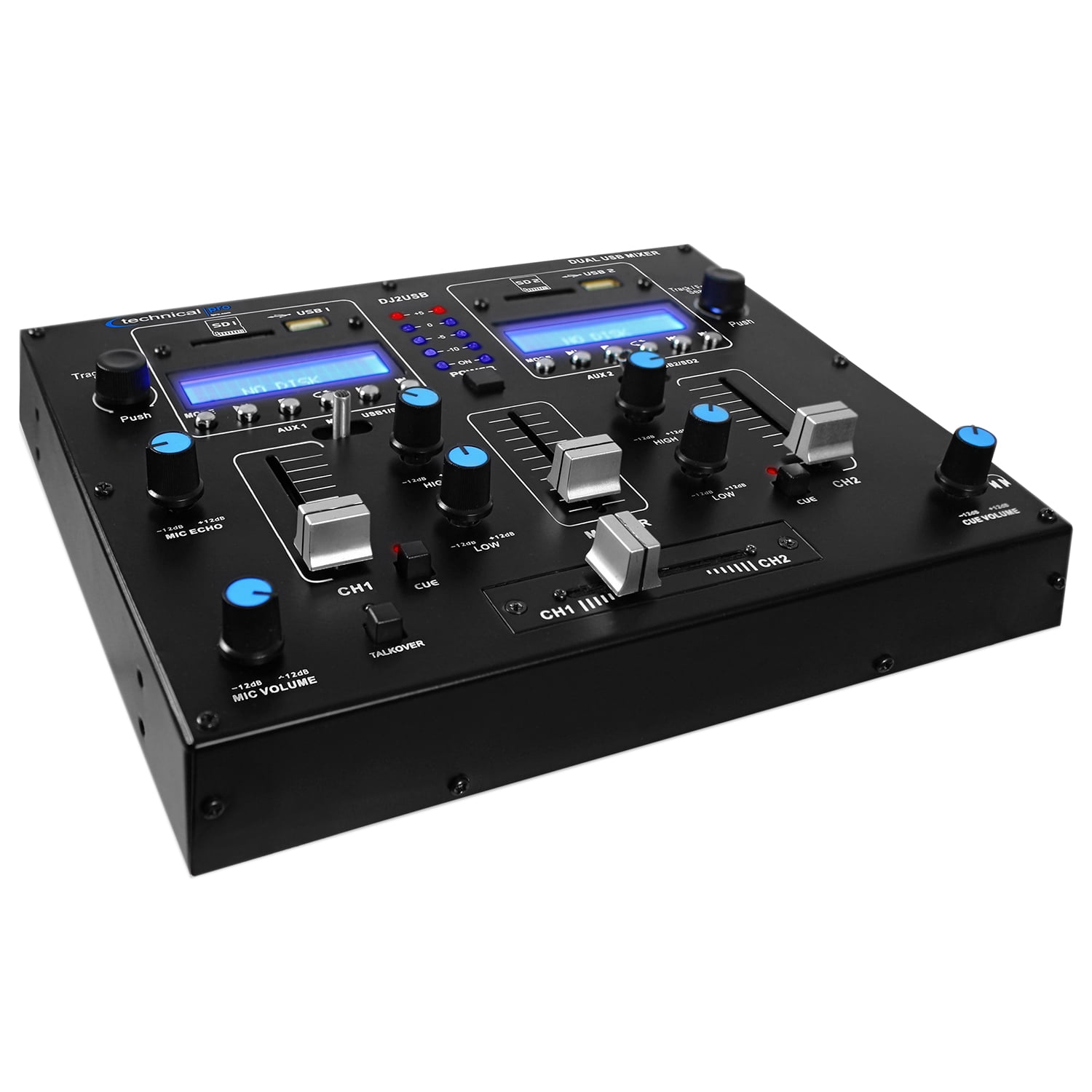 Technical Pro Portable Dual Mixer System Set With RCA CABLES, Mic, and