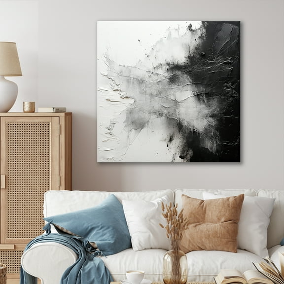Designart "Abstract Element Fight In Black And White" Abstract Shapes Canvas Wall Art