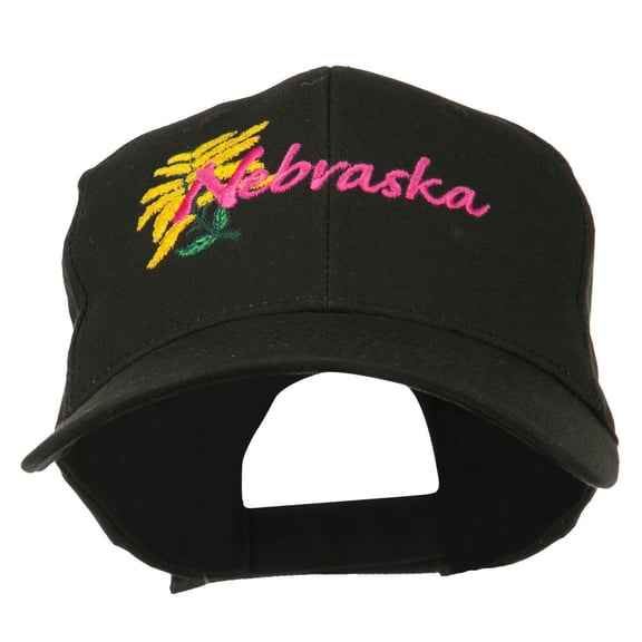 USA State Nebraska Goldenrod Embroidered Low Profile Cap - Black OSFM