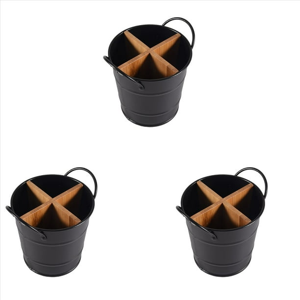 3X Organizador de Cubiertos de Cocina Soporte de Cuchillo Soporte de Almacenamiento Cuchara Separada Tenedor Palillos Utensilios de Cocina Cubo de Herramientas de Cocina Negro
