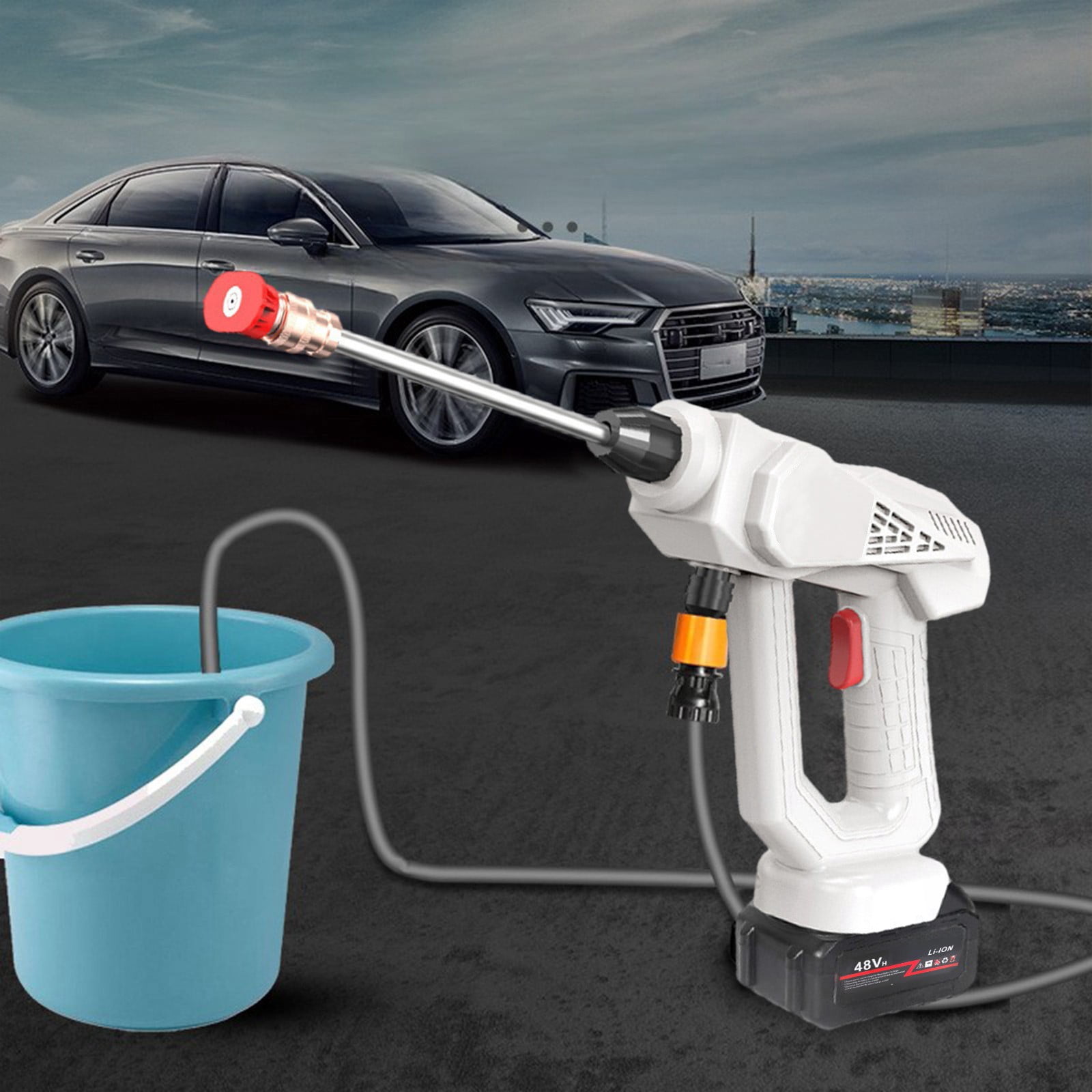 Feltree Portable Cordless Car Pressure Washer with 15000mAh Lithium Battery, Adjustable Nozzle for Home and Auto Cleaning