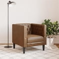 thumbnail image 3 of Bowery Hill Chesterfield Single Sofa Chair in Brown Faux Suede Leather, 3 of 12