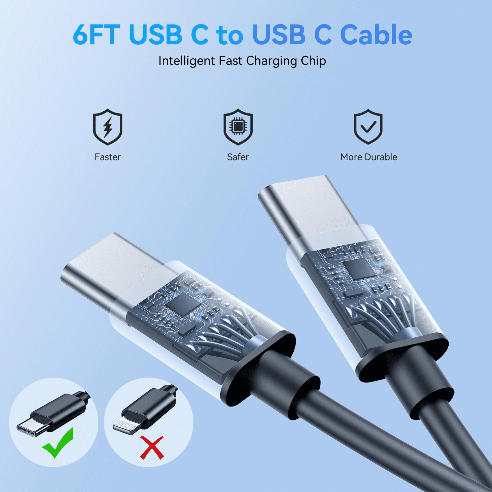 xzyuan 45W Super Fast Charger USB C, 2-Pack Dual Port Type C Charger Fast Charging,with 10/10FT Cable&Cord for Samsung Galaxy S25 Ultra/S24 Ultra/S23/S22/S21/S20+, iPhone16/15