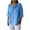 Blue, variant on cocolona Womens Plus Size Summer 3/4 Sleeve Tops Fashion Casual Button V Neck Linen Shirts Lightweight Loose Solid Blouses