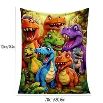 Kumdkd Cute Smiling Dinosaurs Flannel Blanket 27.5"x39.3" - Velvet Softness & HD Digital Print, Lightweight Yet Warm for Naps or Story Time