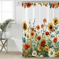 thumbnail image 2 of Spring Floral Shower Curtains for Bathroom Waterproof Fabric Bath Curtains Decor Bath Tub Curtain Summer Sunflower Botanical Decorative Shower Curtain Sets with 12 Hooks, 72x72 Inch, 2 of 6