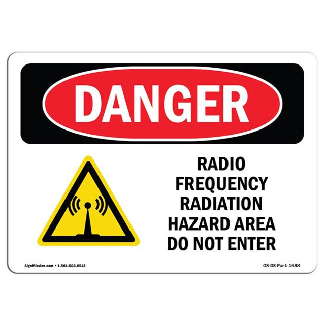 SignMission OS-DS-A-1218-L-1688 12 x 18 Po Signe de Danger OSHA - Zone de Risque de Rayonnement Radiofréquence