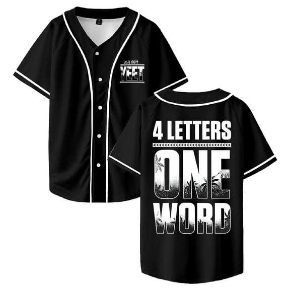 Jey Uso Four Letters One Word Baseball Jersey Short Sleeve Button-up Shirts Women Men Streetwear Tops