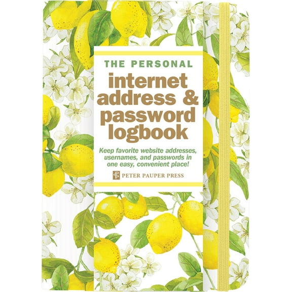 Amalfi Lemons Internet Address & Password Logbook (Removable Cover Band for Security), (Hardcover)
