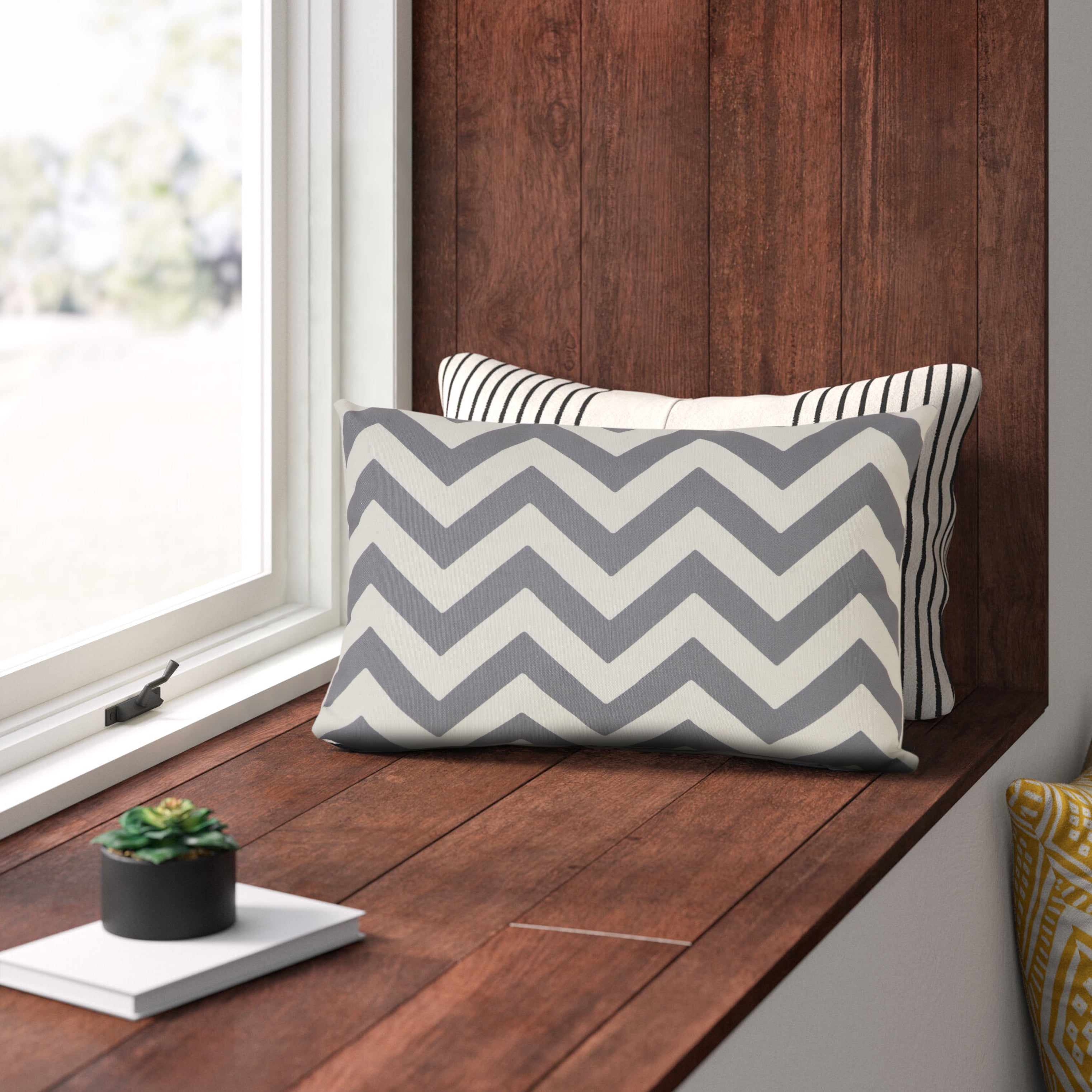 Ox Bay 14" x 20" Hand-Woven Gray/ White Chevron Recycled P.E.T Yarn Pillow Cover