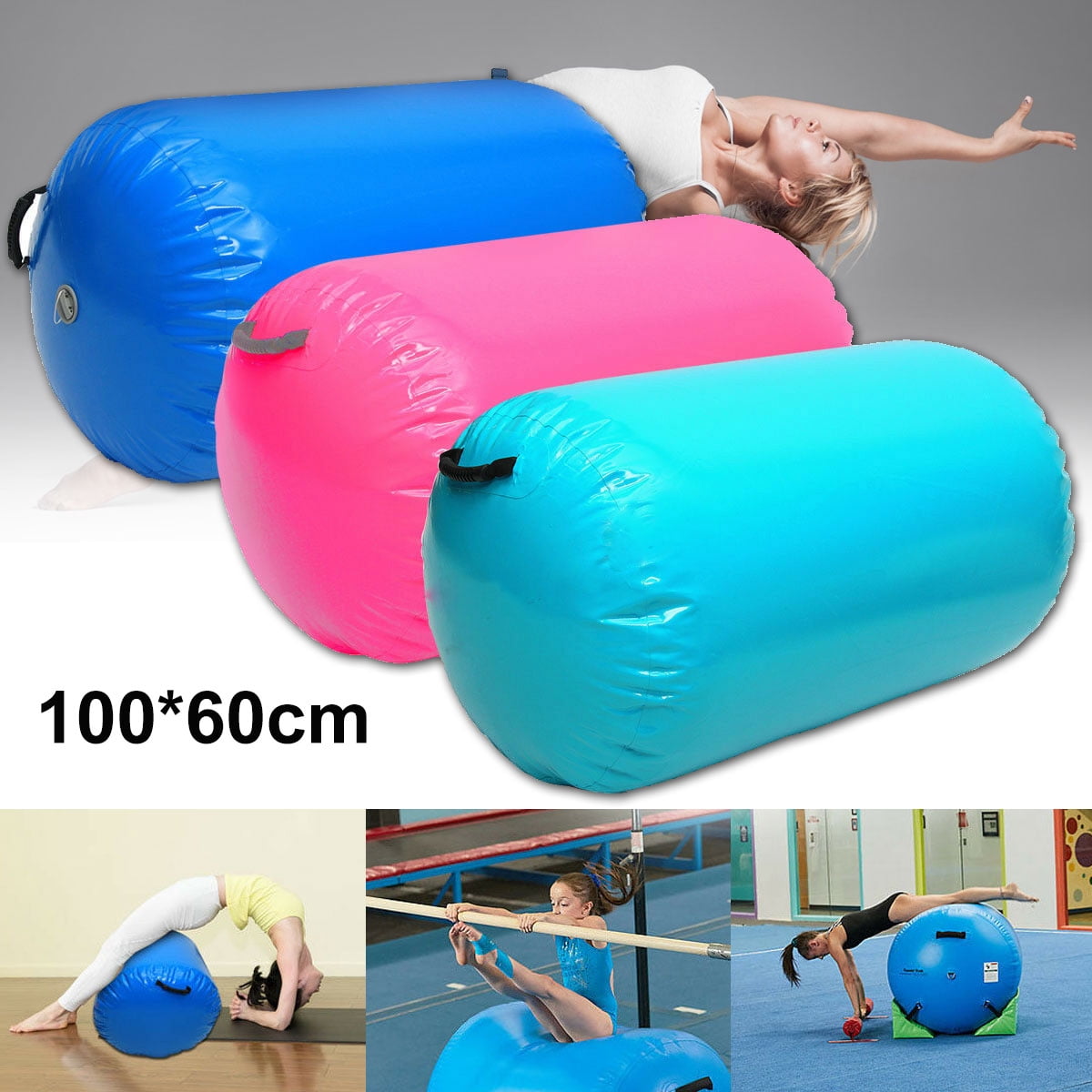 100x85CM Orange Inflatable PVC Gymnastics Home GYM Air Mat Barrel Track Roller