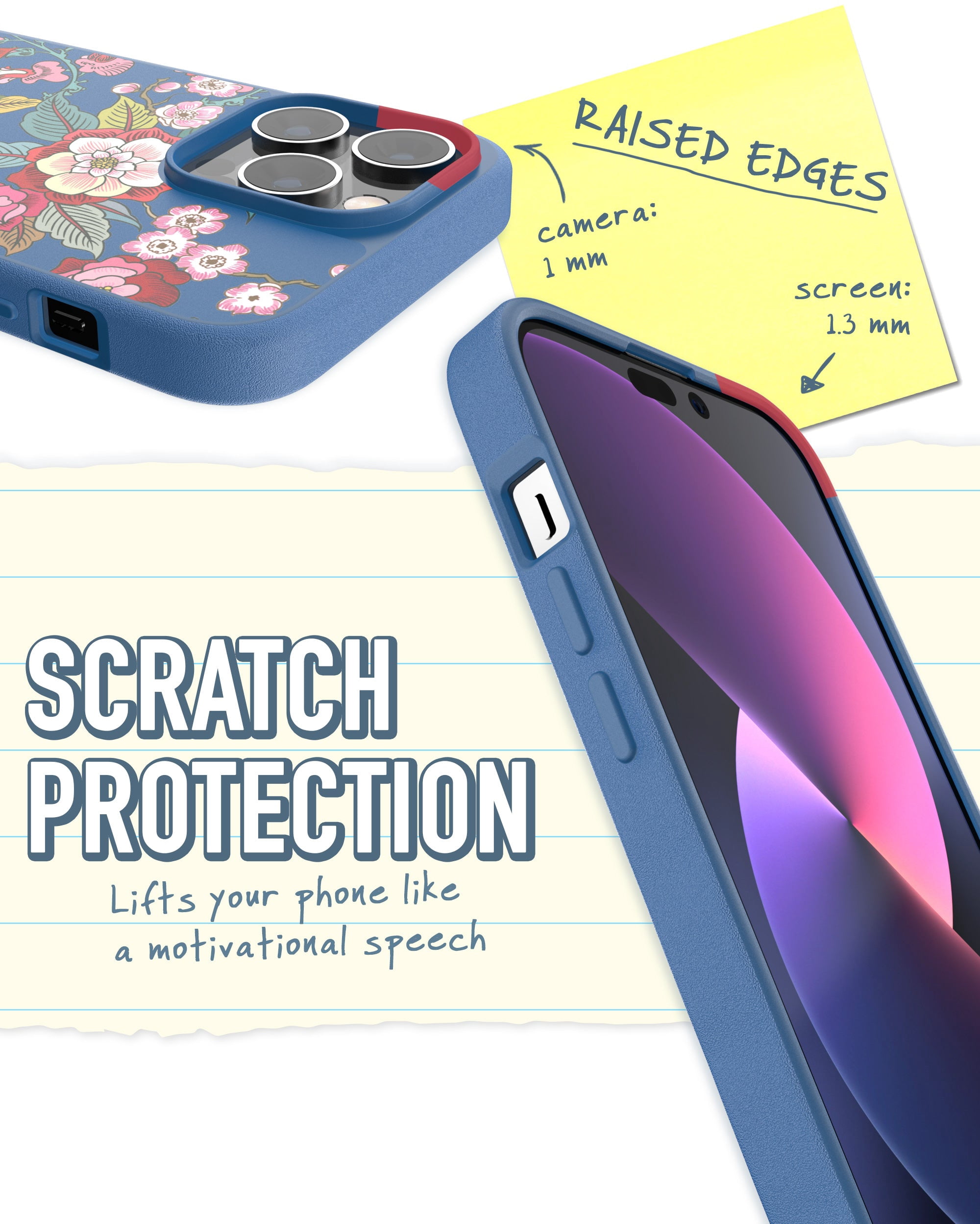 Smartish iPhone 14 Pro Max Slim Case - Gripmunk Compatible with MagSafe [Lightweight + Protective] Thin Grip Cover with Microfiber Lining - Flirty Floral