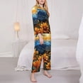 thumbnail image 3 of Fotbe Sunset Sky Sunflower Pattern Long Sleeve Pajama Set for Women,Sleepwear Set,2-piece Loungewear Set,Soft PJs Comfy Nightwear with Pockets -Medium, 3 of 7